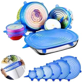 SP Silicone Stretch Lids- Silicon Lids and Covers - Food Fresh Saver Cover, Freezable, Microwavable Cover Stretchable Covers for Bowls, Cups, Pots, 6-Pack of Various Sizes (Multicolour)- Set of 6 Pcs by GIR FARMER