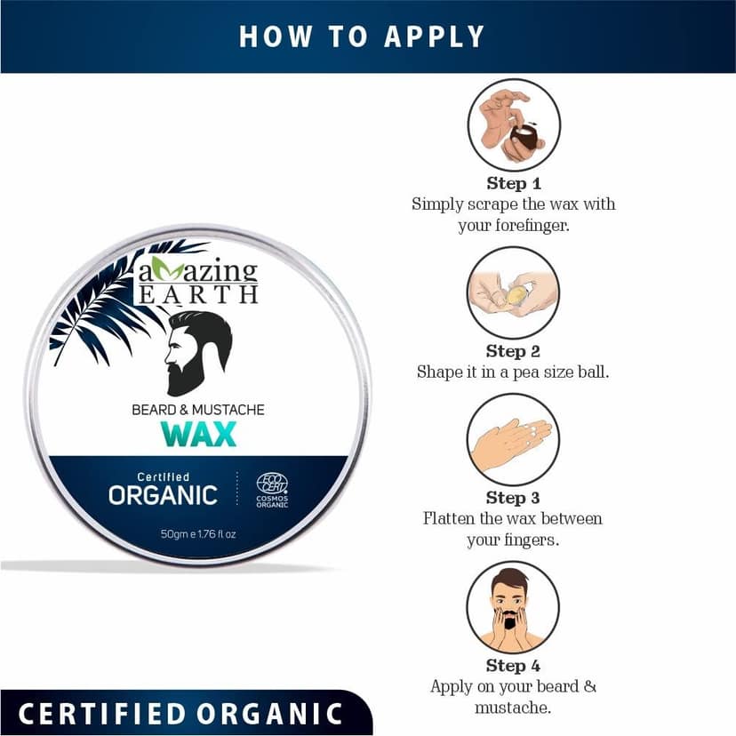 AMAzing EARTH Beard & Mustache Wax And Beard Oil Combo Certified Organic view 8