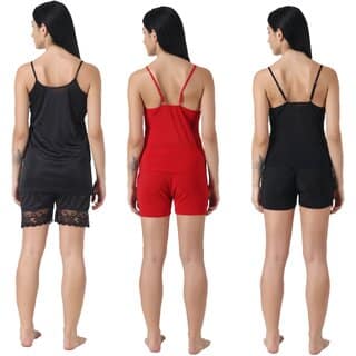 Kismat Fashion Sexy & Stylish Top & Shrt Set With Lace work Pack Of Three view 2
