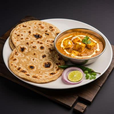 2 Tandoor Rotis With Paneer Kadai
