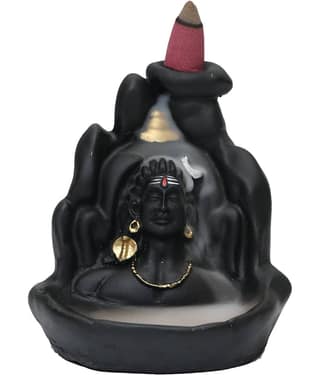 Lord Shiva Polyresin Smoke Backflow Idol Showpiece With 10 Fire Cones