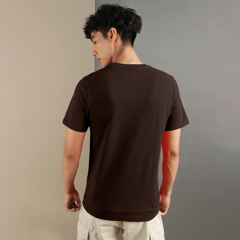 Ftx Men Solid Round Neck Kangaroo Pocket Half Sleeve Tshirt view 2