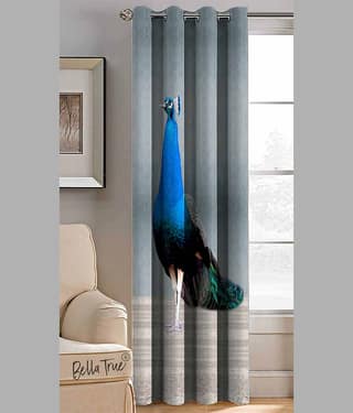 BELLA TRUE Abstract Printed Semi-Transparent Eyelet Curtain 9 ft ( Pack of 1 ) - Multicolor
