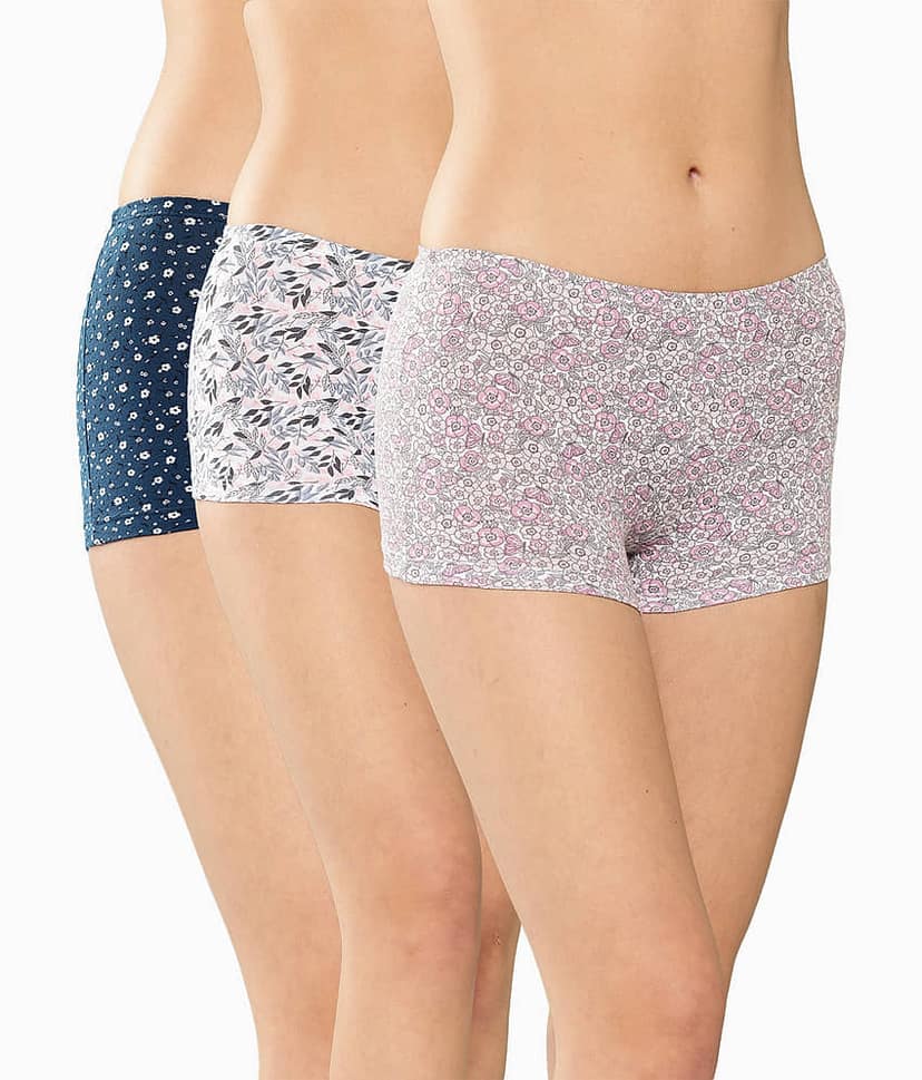 Leading Lady Pack of 3 Cotton Blend Boys Short For Women ( Navy Blue )