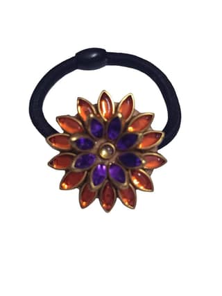 Floral Embellished Hair Tie with Gemstones