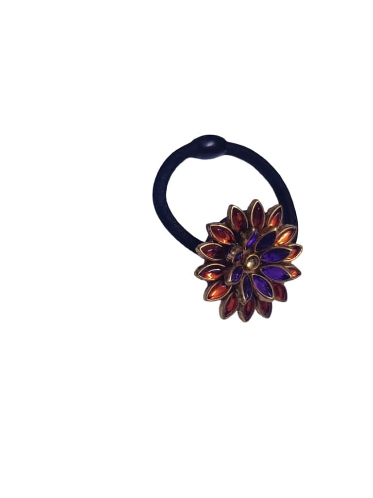 Floral Embellished Hair Tie with Gemstones view 2