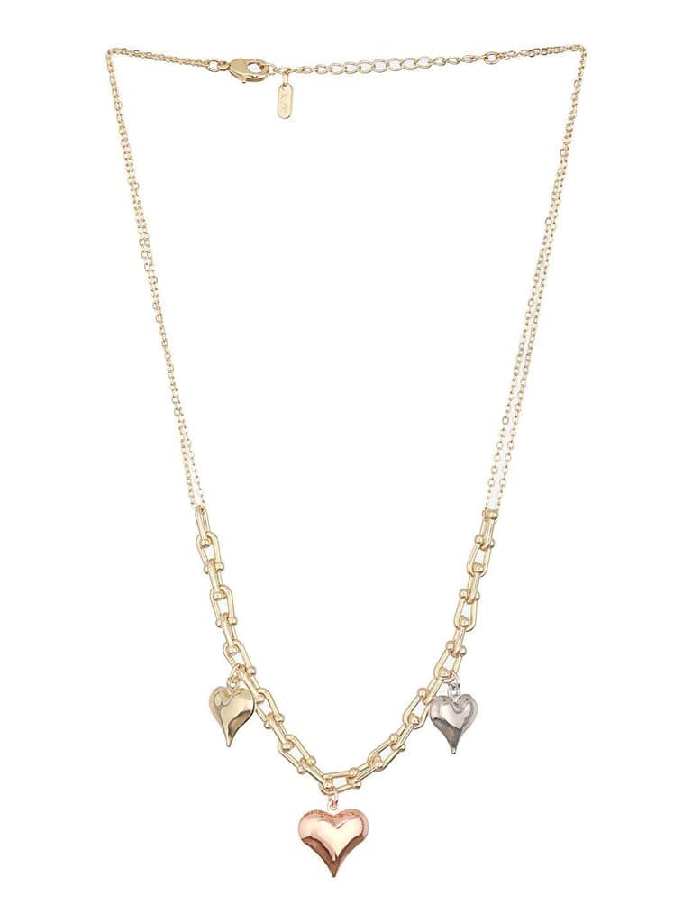 Anti-Tarnish Gold Plated 3 Toned Heart Shaped Chunky Link Chain Necklace view 7