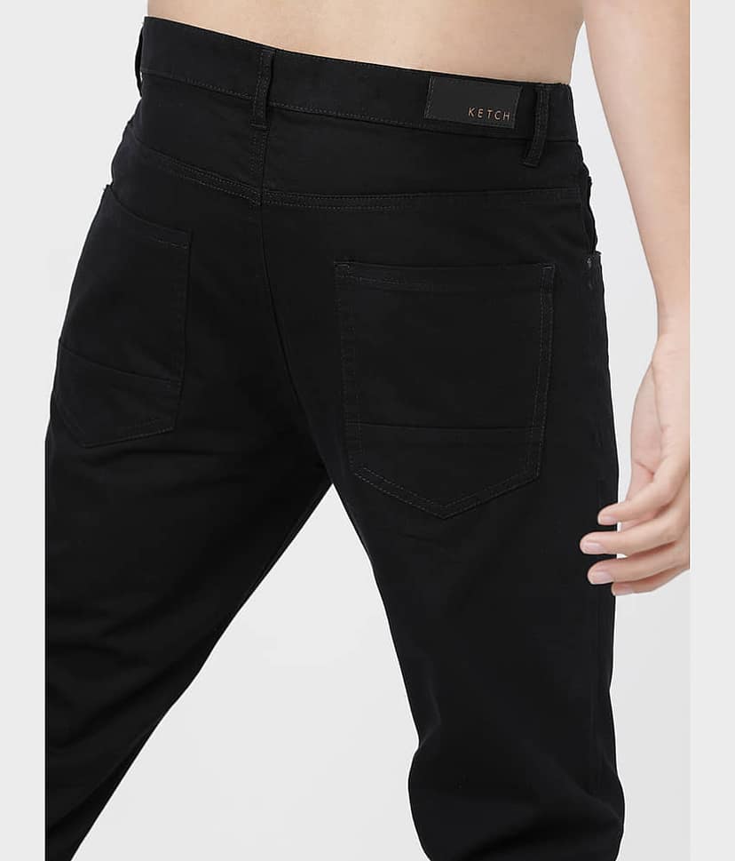 Ketch Slim Flat Men's Chinos - Black ( Pack of 1 ) view 2