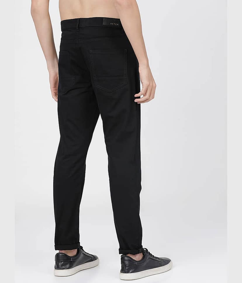 Ketch Slim Flat Men's Chinos - Black ( Pack of 1 ) view 4