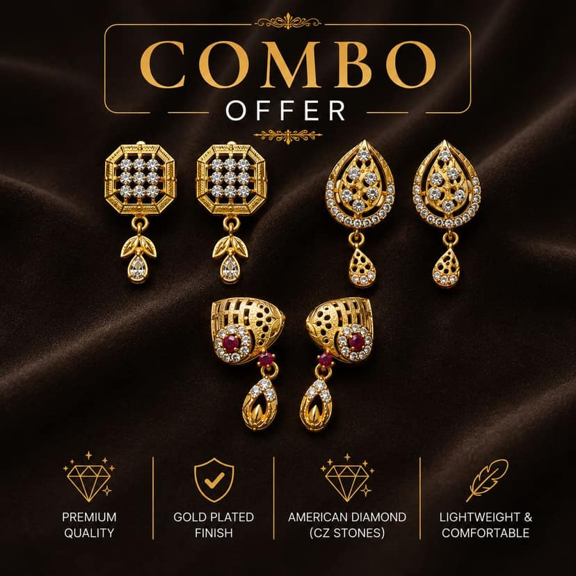 Micro gold plated Daily use AD stone Earrings view 2
