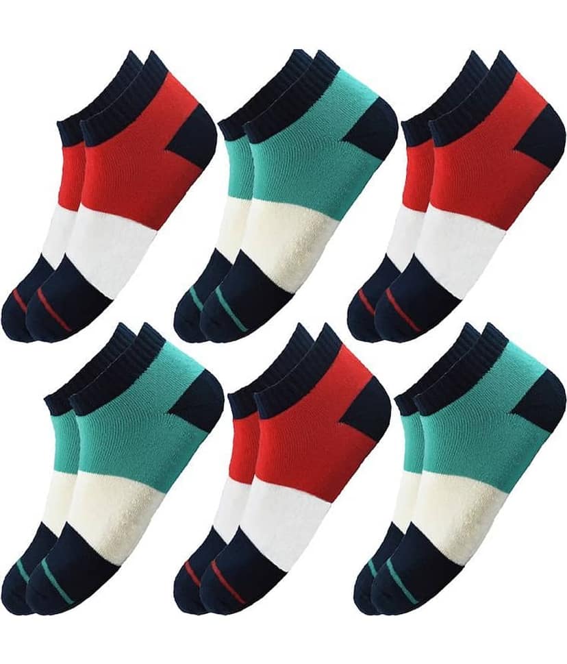 hicode Blended Men's Colorblock Multicolor Ankle Length Socks ( Pack of 6 ) view 2