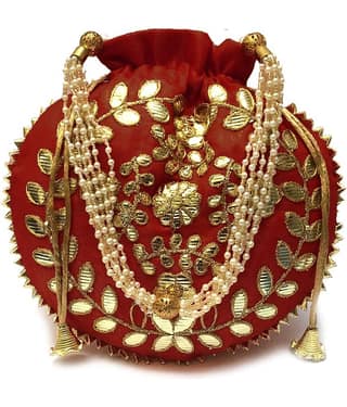 Apratim Maroon Silk Potli