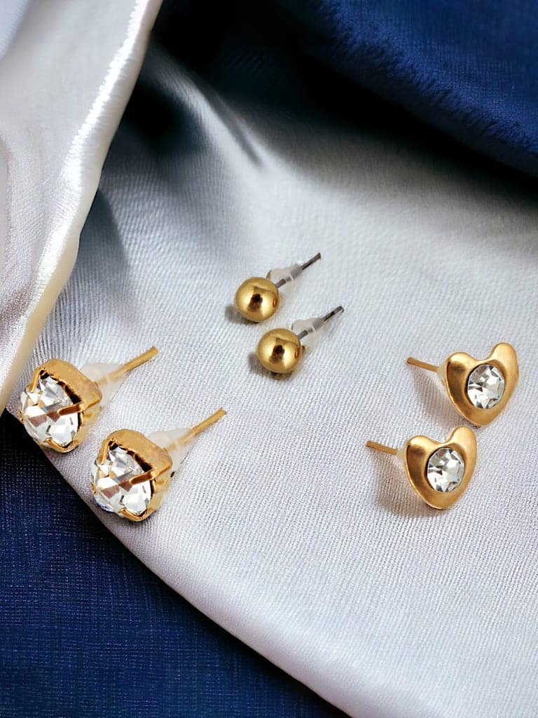 LUCKY JEWELLERY Fashion 9 Pairs Combo Set Of Latest Earrings Celebrity Inspired Stylish Trendy Gold Plated Stud Tops Earing Kitty Dangle C Shaped Hoops Earring for Women & Girls (175-CHEX-1158-9) view 6