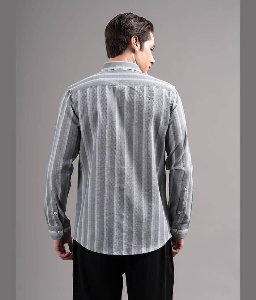 Paul Street Linen Regular Fit Striped Full Sleeves Men's Casual Shirt - Brown ( Pack of 1 ) view 2