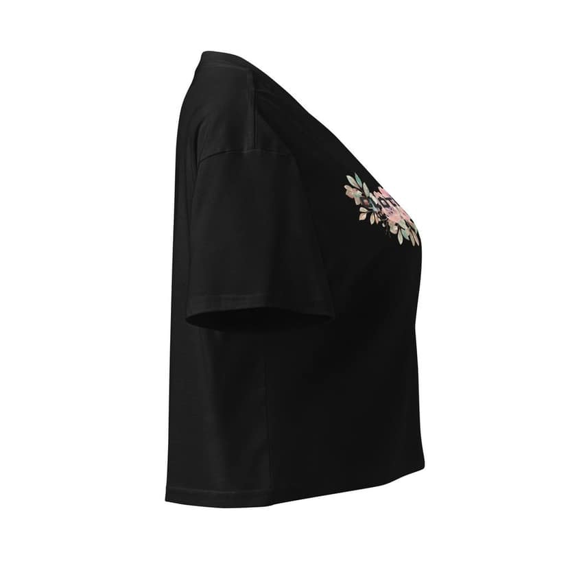 Clothikoo Women's Crop Top (Black, Flower Print) view 7