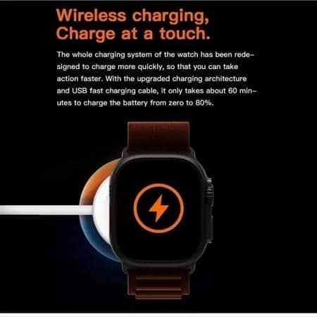 T800 Ultra Smart Watch With WiFi GPS Sim Card 4G T21 Smartwatch (Orange Strap, Free Size) view 3