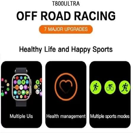 T800 Ultra Smart Watch With WiFi GPS Sim Card 4G T21 Smartwatch (Orange Strap, Free Size) view 5
