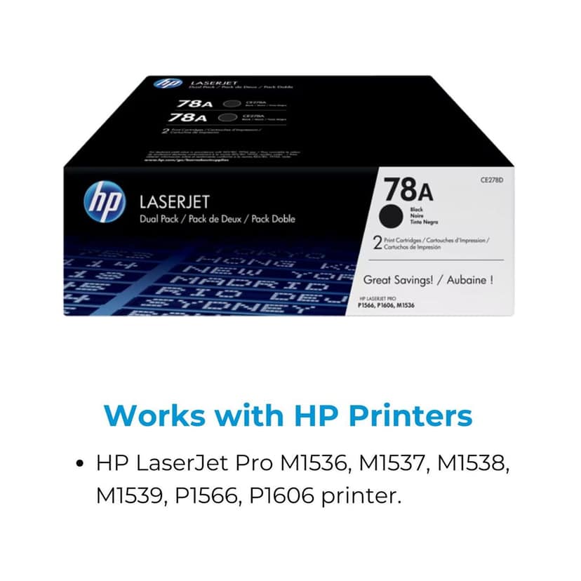 HP 78A 2-pack Black Original LaserJet Toner Cartridges (CE278AD) view 2