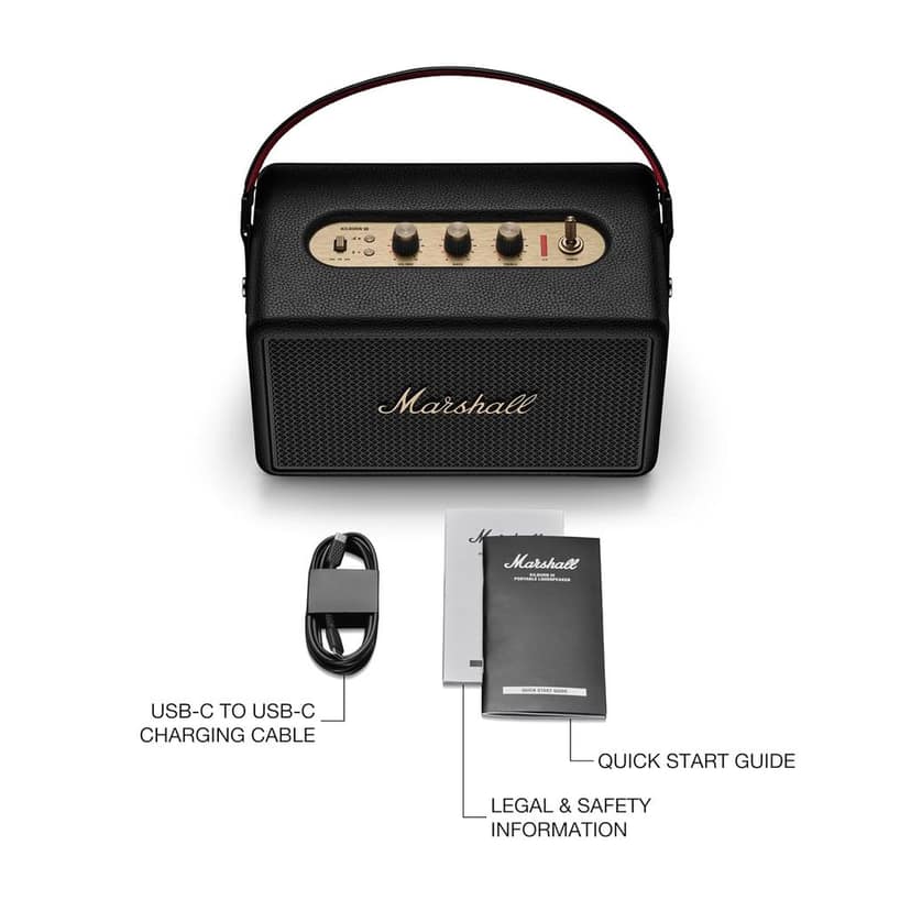 Marshall Kilburn III Portable Bluetooth Speaker with 50+ Hours of Portable Playtime, (360° Sound), Dust & Water-Resistant (IP54) – Black & Brass view 2