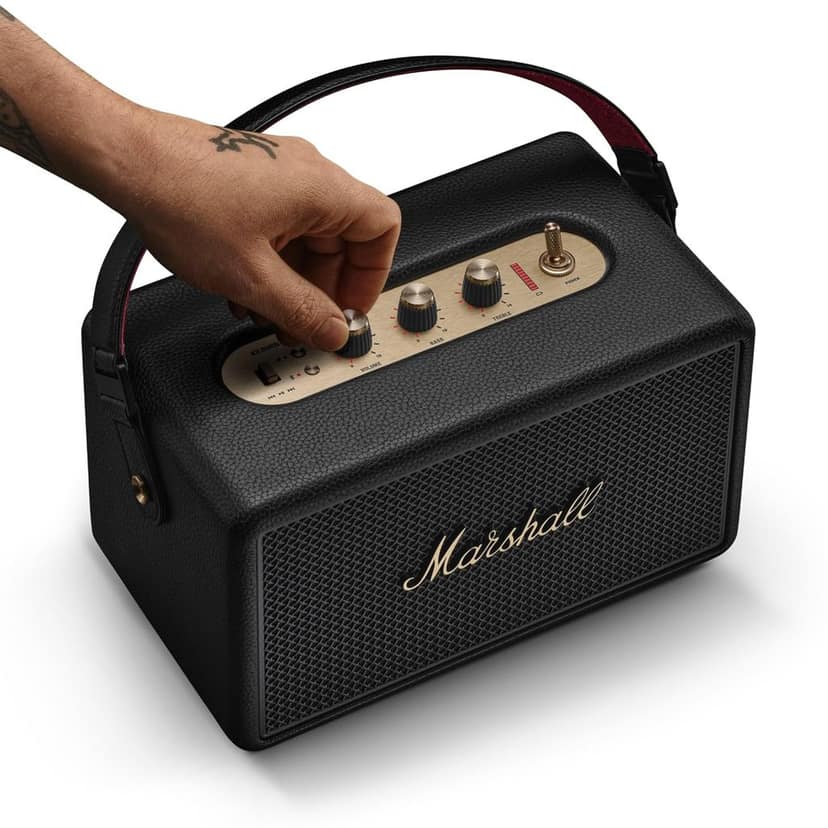 Marshall Kilburn III Portable Bluetooth Speaker with 50+ Hours of Portable Playtime, (360° Sound), Dust & Water-Resistant (IP54) – Black & Brass view 4