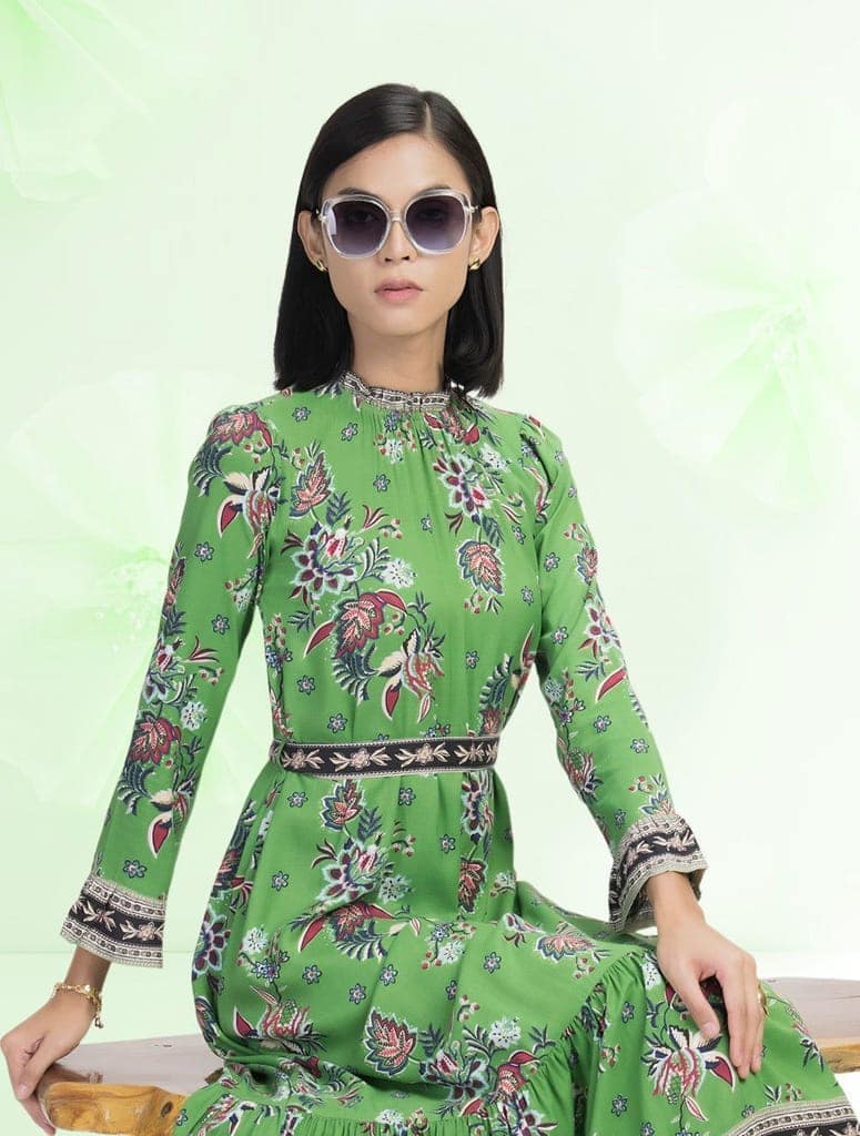 Botanic Fall Dress Green