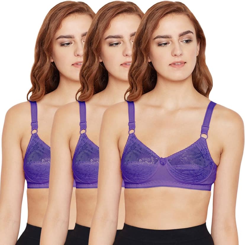Bodycare Cotton Non Padded Non wired Regular Bra-Pack of 3