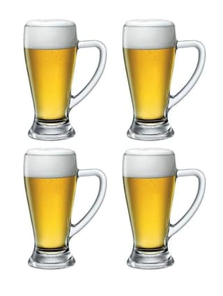 Light Beer Clear Classic Pilsner Glass, 410 ML, Set of 2, Executive Juice Mug with Handle, Scratch Resistant & Easy to Clean, Dishwasher Safe Mug, Transparent