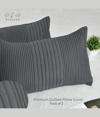 HIDECOR - Pack of 2 Microfiber Solid Quilted Standard Size Pillow Cover ( 68.58 cm(27) x 43.18 cm(17) ) - Green