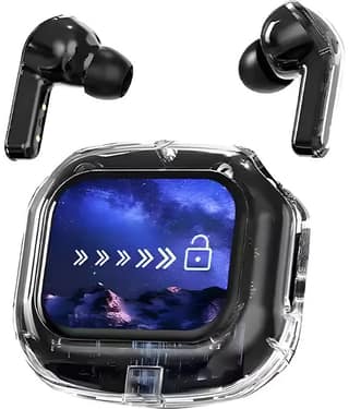 VERONIC AIRMAX Touch Display Bluetooth True Wireless (TWS) In Ear 30 Hours Playback Low Latency,Powerfull bass IPX4(Splash & Sweat Proof) Black