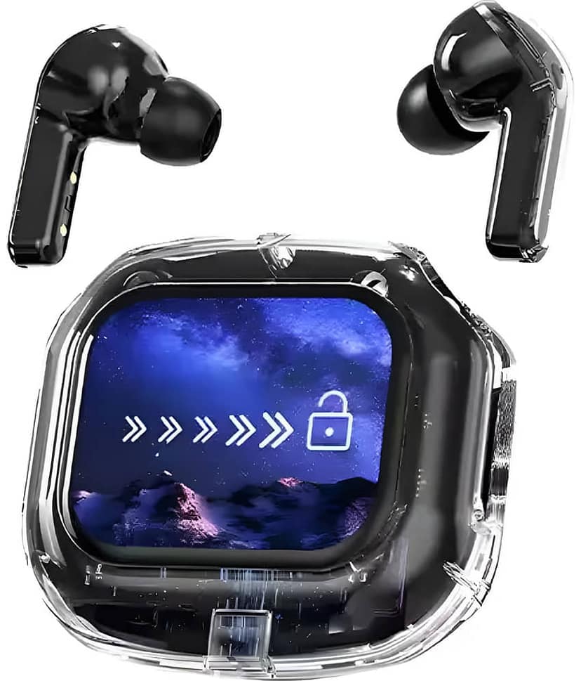 VERONIC AIRMAX Touch Display Bluetooth True Wireless (TWS) In Ear 30 Hours Playback Low Latency,Powerfull bass IPX4(Splash & Sweat Proof) Black