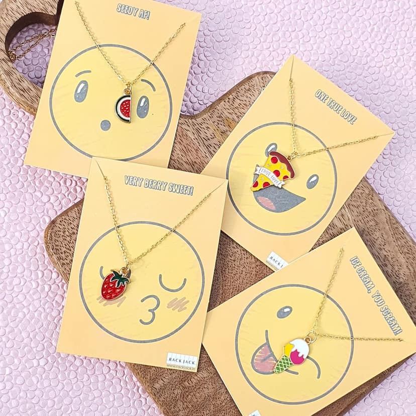 Rack Jack Y2K Charm Pendant Gold Necklace Choker Jewellery Gifts for Girls Women (Emoji - Watermelon) view 6