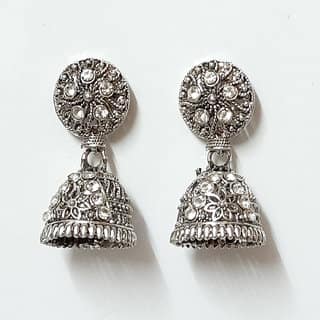 luv fashion silver oxidized jhumkis