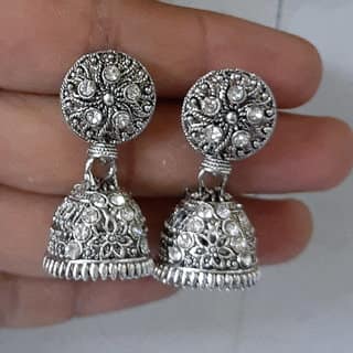 luv fashion silver oxidized jhumkis view 2