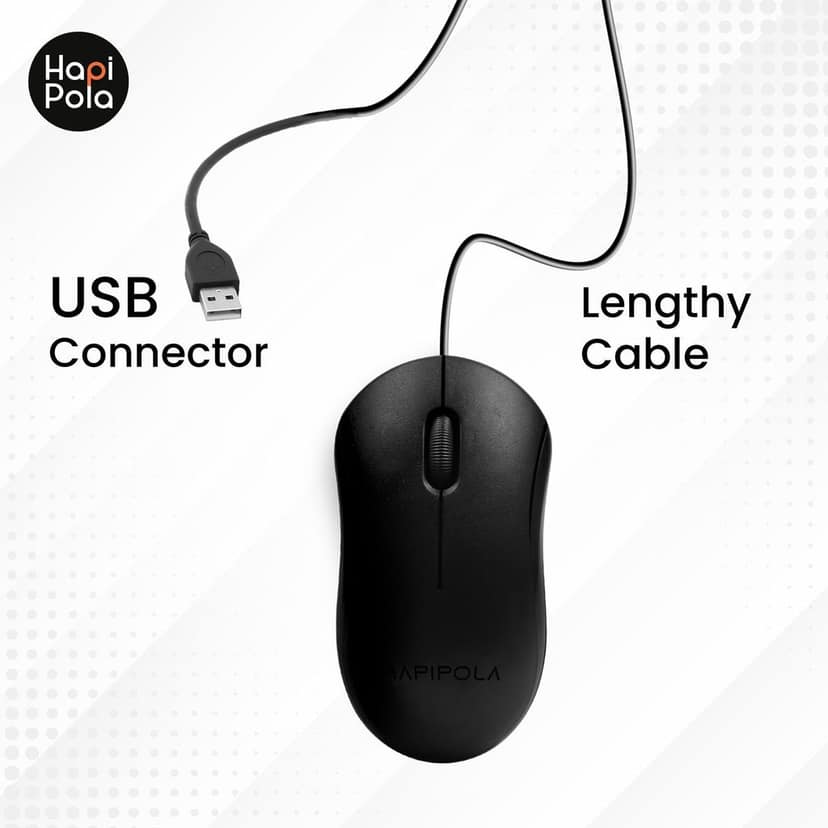 HAPIPOLA Mouse Ultra Mouse, Wired Optical Mouse, Scrolling Wheel, Plug and Play view 3