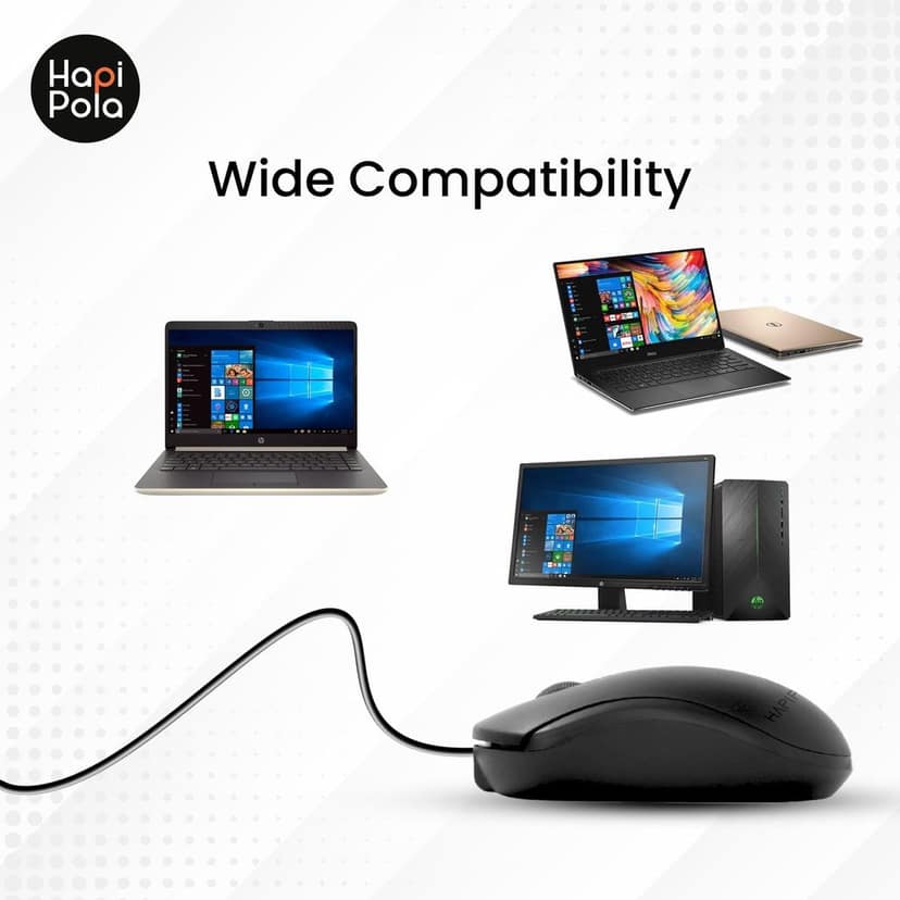 HAPIPOLA Mouse Ultra Mouse, Wired Optical Mouse, Scrolling Wheel, Plug and Play view 6