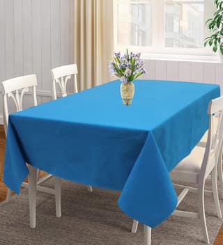 AIRWILL 100% Cotton Solid Pattern 4 Seater Square Table Cover Sized, 56x56 inches (Blue, Pack of 1)