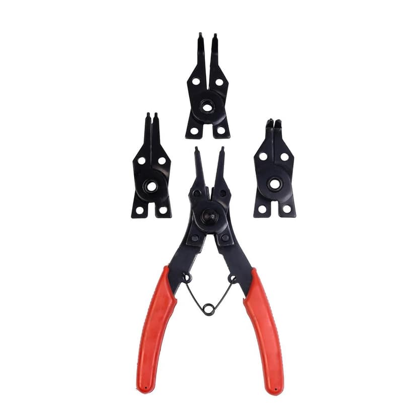 Spartan Circlip Pliers/Snap Ring Pliers Set with Interchangeable Heads, Internal & External Retaining Ring Plier Tool with Red Grip Handle for Automotive, Machinery, Workshop & Repair Use