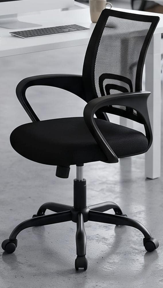 Ergonomic Mesh Back Office Chair with Fixed Armrests, Black
