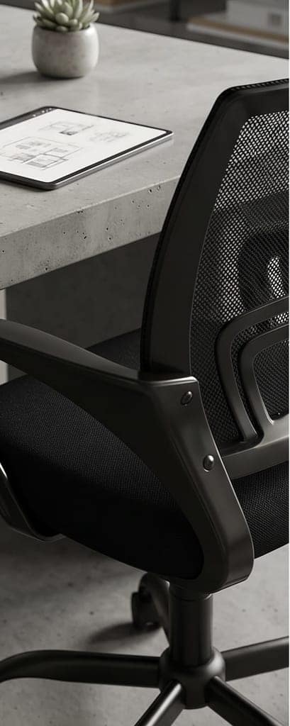 Ergonomic Mesh Back Office Chair with Fixed Armrests, Black view 3