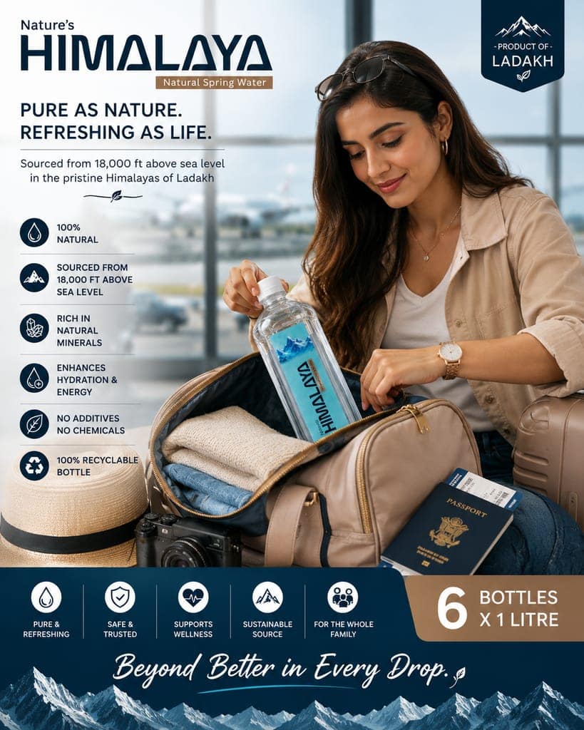 Nature's HIMALAYA Natural Spring Water 1 L (Pack of 6) | Premium Himalayan Mineral-Rich Water | Sourced from 18,000 ft in Ladakh | Pure & Refreshing view 5