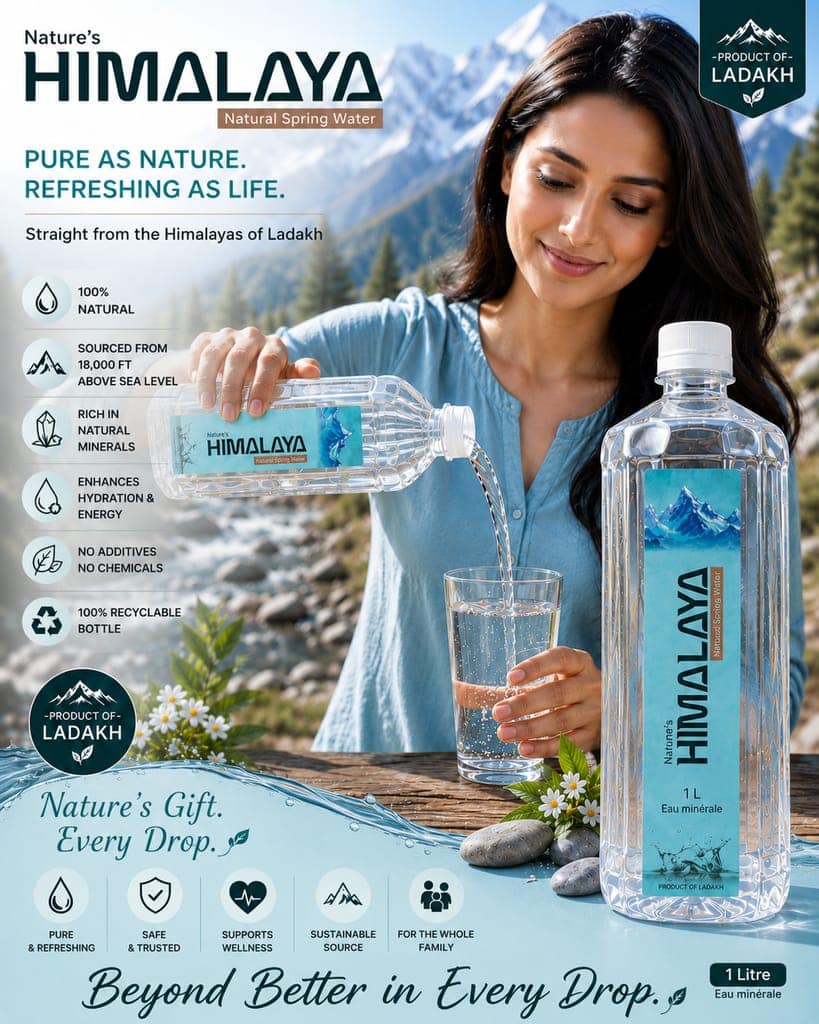 Nature's HIMALAYA Natural Spring Water 1 L (Pack of 6) | Premium Himalayan Mineral-Rich Water | Sourced from 18,000 ft in Ladakh | Pure & Refreshing view 6