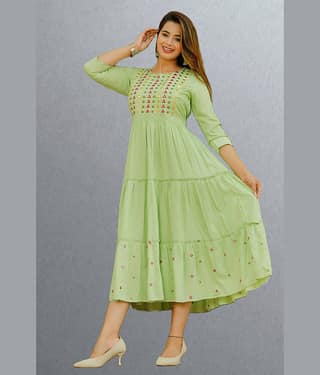 CTMTEX - Orange Rayon Women's Anarkali Kurti ( Pack of 1 )