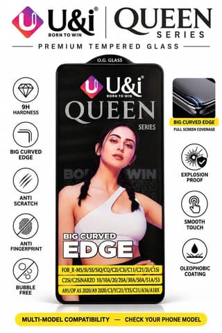 U&i 10H Hardness ESD Anti Dust Tempered Glass Screen Protector with Curved Edge FOR_R-M5/5i/5S/5iQ/CQ/C2i/C3i/C11/C21/2i/C15i C25i/C25iNARZO 10/10A/20/20A/30A/50A/51A/53 A91/OP A5 2020/A9 2020/C3/YC21/Y35/C31/A16/A18X