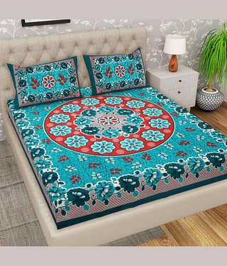 Cosito Cotton 1 Double Bedsheet with 2 Pillow Covers ( Green )