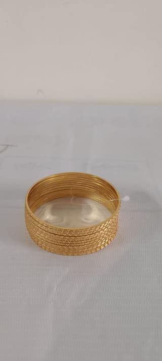Gold Plated Textured Bangle Set of 12