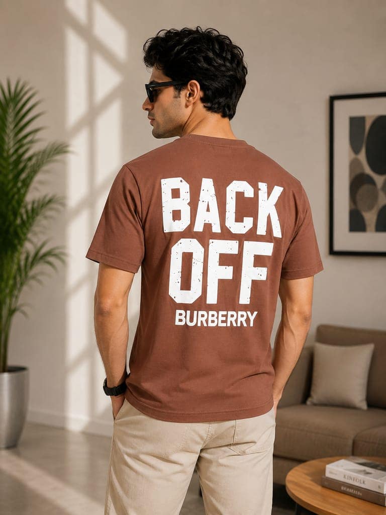 Men's front and back printed cotton halfsleeves round neck tshirt view 2