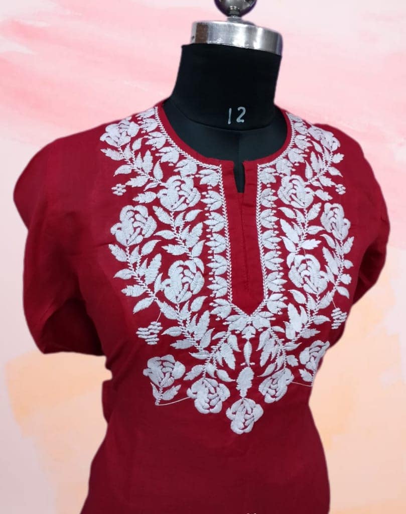 RED COTTON SHORT KURTI view 4