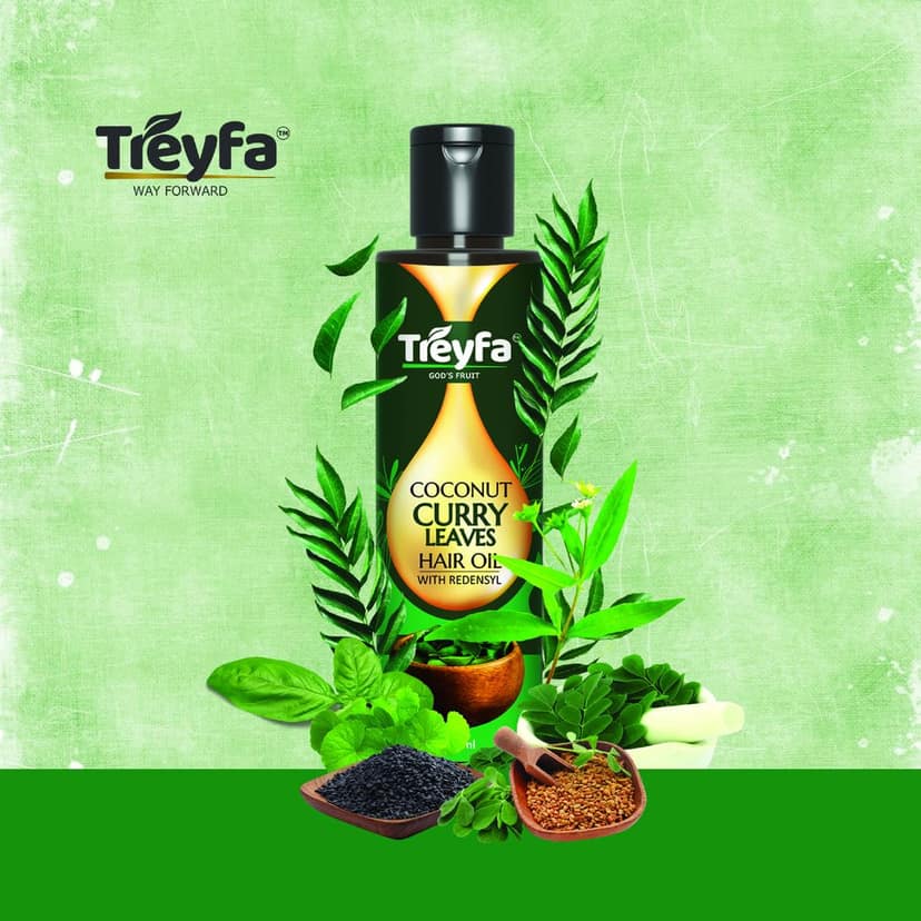 Treyfa Coconut curry leaves hair oil for hair strengthening, hair growth, and naturally black hair view 6