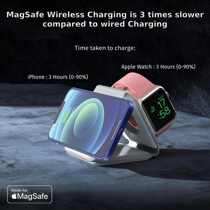 3 in 1 Magnetic Foldable Mag Safe Charger ( White or Black Colour) view 5