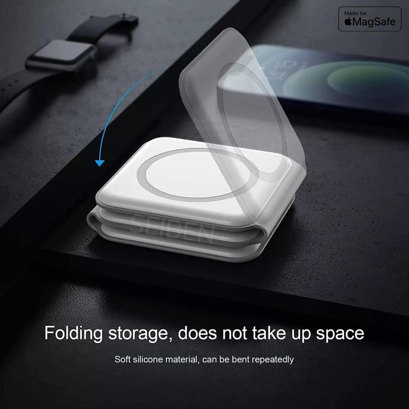 3 in 1 Magnetic Foldable Mag Safe Charger ( White or Black Colour) view 7